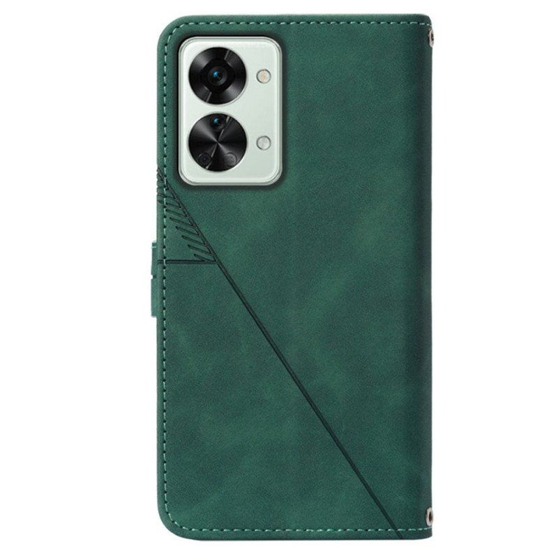 Etui Folio do OnePlus Nord 2T 5G Trójkąty Ze Smyczą