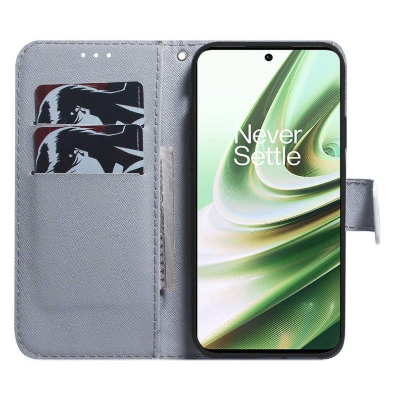 Etui Folio do OnePlus Nord 2T 5G z Łańcuch Mops Z Paskami