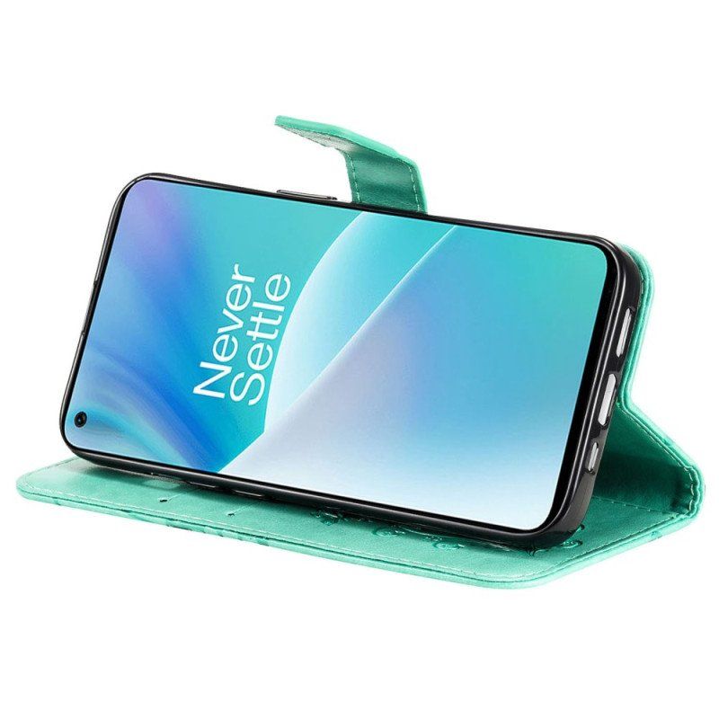 Etui Folio do OnePlus Nord 2T 5G z Łańcuch Motyle Z Posiadaczem Karty Smyczy