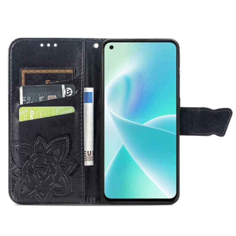 Etui Folio do OnePlus Nord 2T 5G z Łańcuch Etui Na Karty Ze Smyczą Butterfly