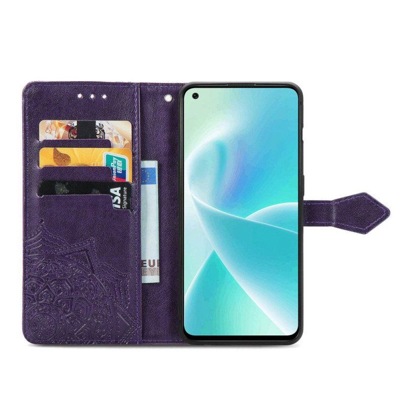 Etui Folio do OnePlus Nord 2T 5G z Łańcuch Uchwyt Na Kartę Z Paskiem Mandala