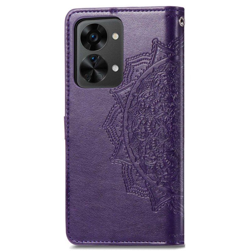 Etui Folio do OnePlus Nord 2T 5G z Łańcuch Uchwyt Na Kartę Z Paskiem Mandala