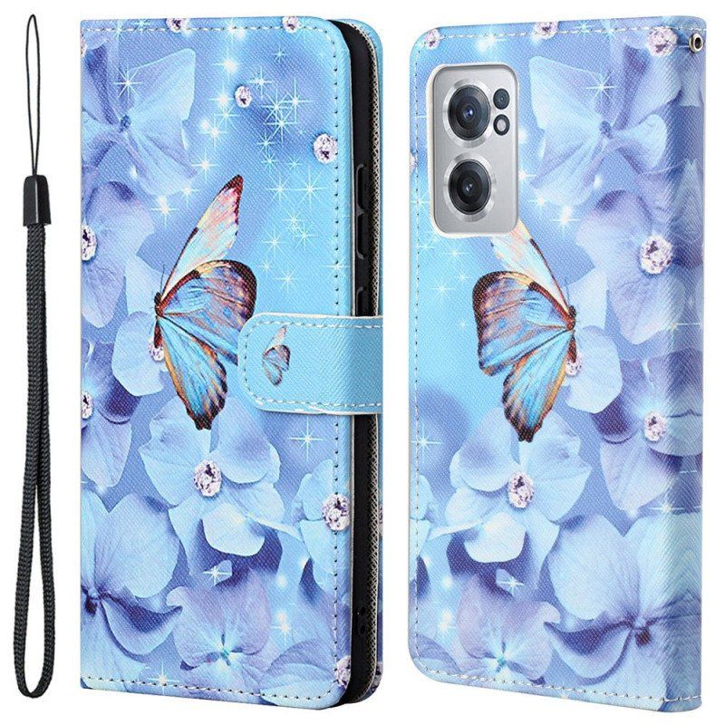 Etui Folio do OnePlus Nord CE 2 5G Niebiański Motyl