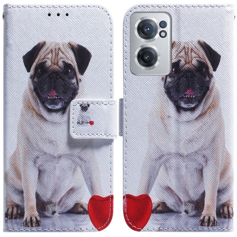 Etui Folio do OnePlus Nord CE 2 5G Zmiękczony Mops