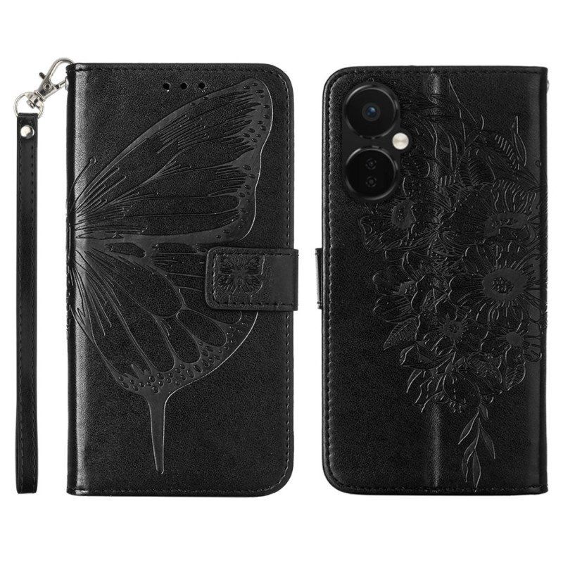 Etui Folio do OnePlus Nord CE 3 Lite 5G Motyl Ze Smyczą