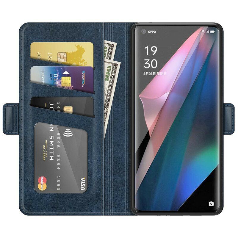 Etui Folio do Oppo Find X3 Pro Skórzany Futerał Klasyczna Podwójna Klapa