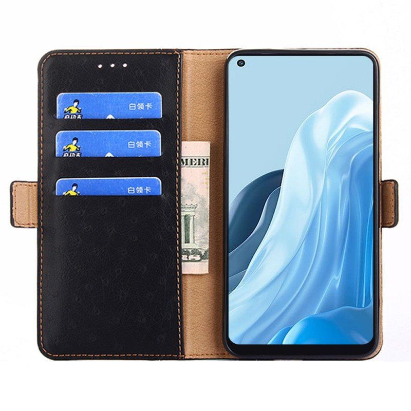 Etui Folio do Oppo Find X5 Lite Tekstura Skóry Strusia