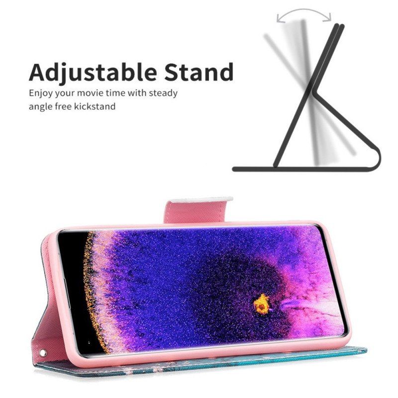 Etui Folio do Oppo Find X5 Malowanie Drzew