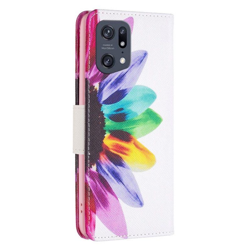 Etui Folio do Oppo Find X5 Pro Akwarela Kwiat