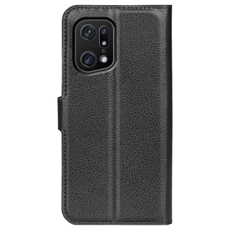 Etui Folio do Oppo Find X5 Pro Klasyczna Sztuczna Skóra Liczi