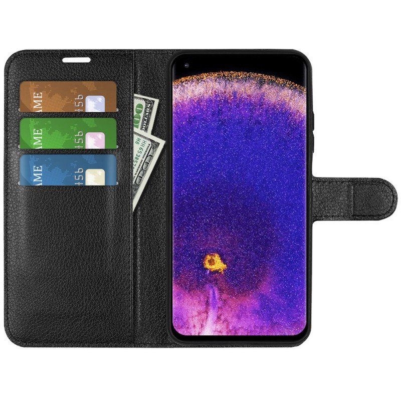 Etui Folio do Oppo Find X5 Pro Klasyczna Sztuczna Skóra Liczi