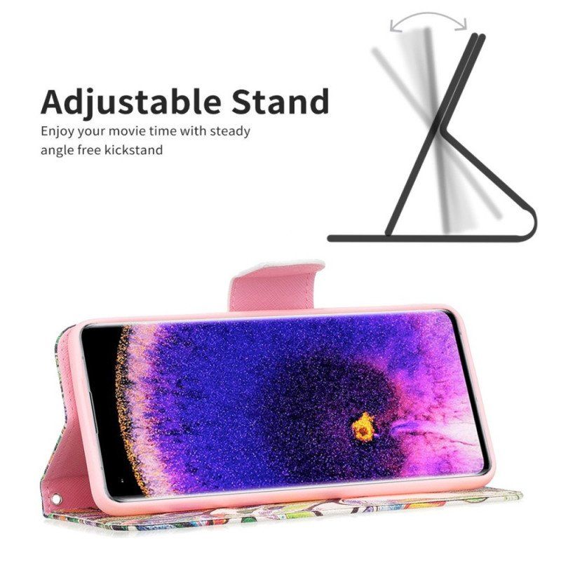 Etui Folio do Oppo Find X5 Pro Malowanie Drzew