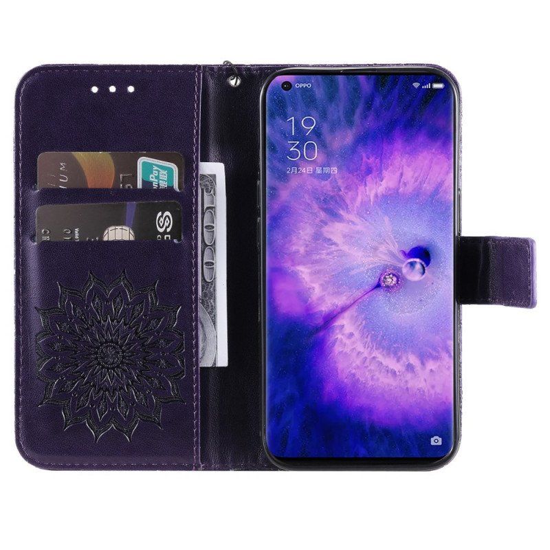 Etui Folio do Oppo Find X5 Pro z Łańcuch Stringi Słońce