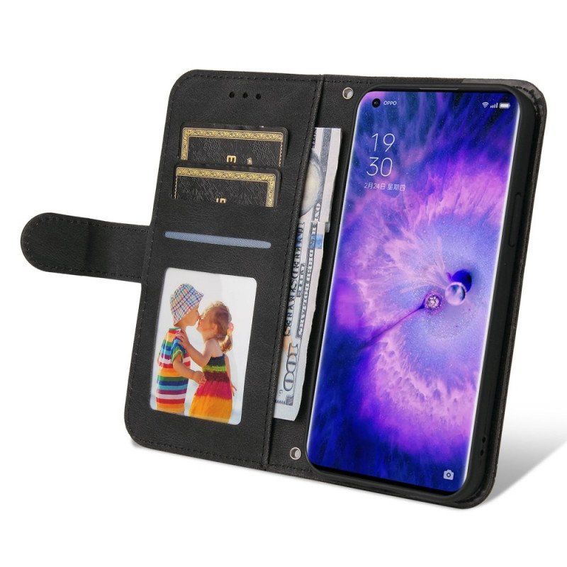 Etui Folio do Oppo Find X5 Skórzany Styl Z Ozdobnym Nitem