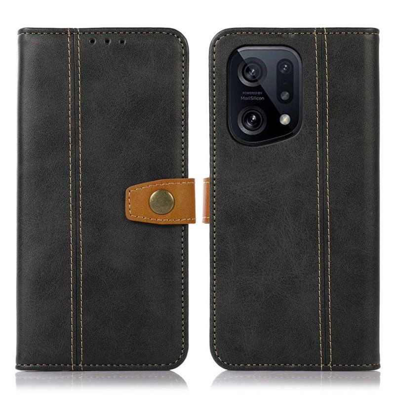 Etui Folio do Oppo Find X5 Taśma Tapicerska