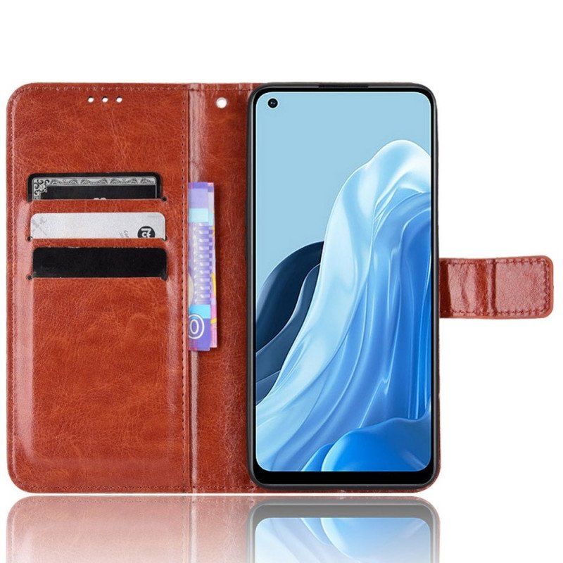 Etui Folio do Oppo Reno 7 Błyszcząca Sztuczna Skóra