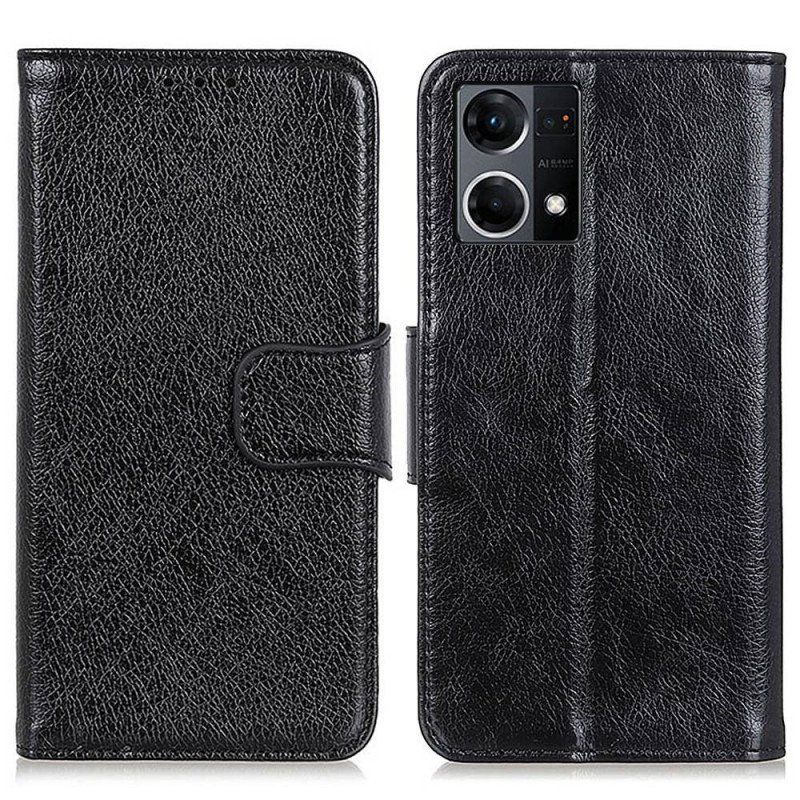 Etui Folio do Oppo Reno 7 Dwoina Skóry Nappa