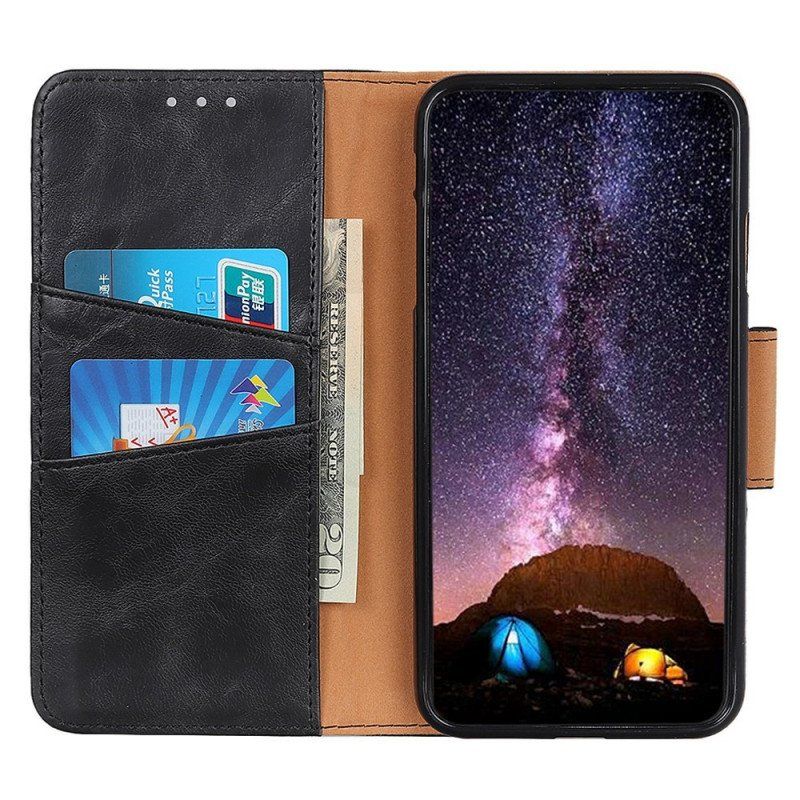 Etui Folio do Oppo Reno 7 Dwustronne Zapięcie Ze Skóry Dwoinowej