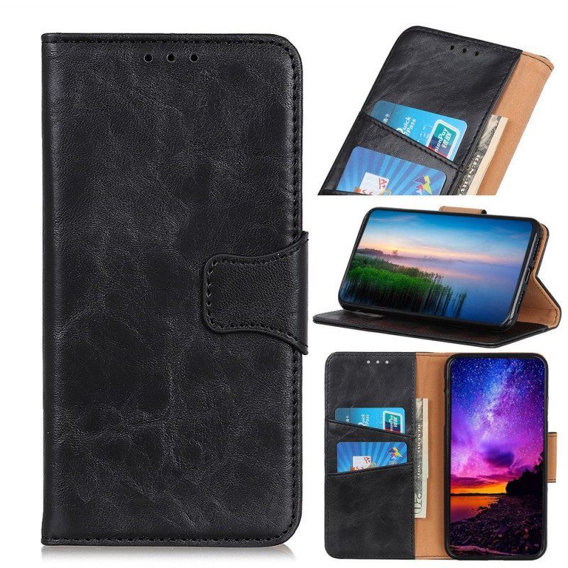 Etui Folio do Oppo Reno 7 Dwustronne Zapięcie Ze Skóry Dwoinowej