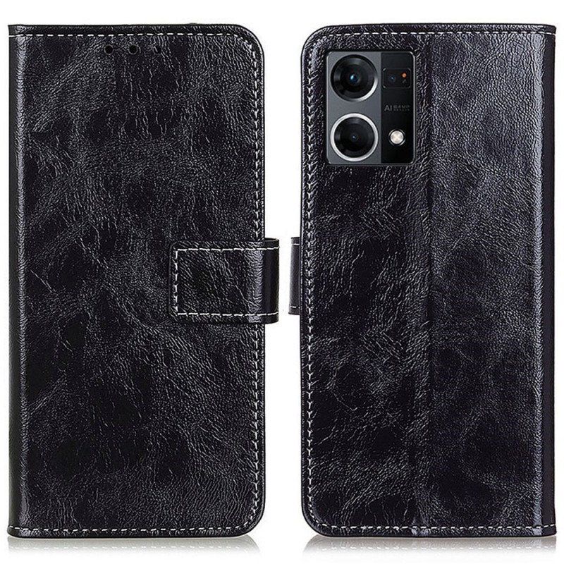 Etui Folio do Oppo Reno 7 Lakierowana Ze Szwami