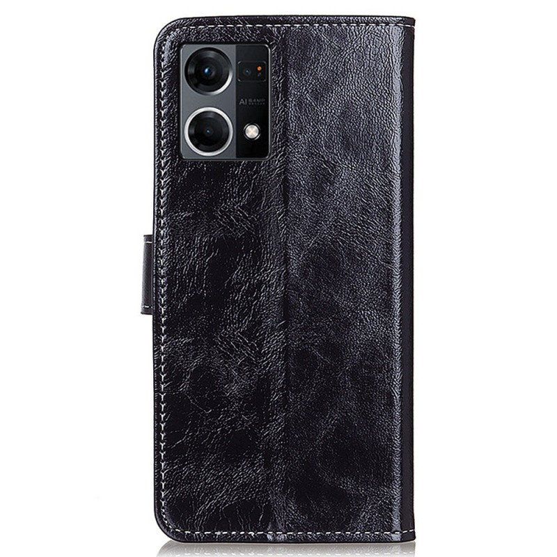 Etui Folio do Oppo Reno 7 Lakierowana Ze Szwami