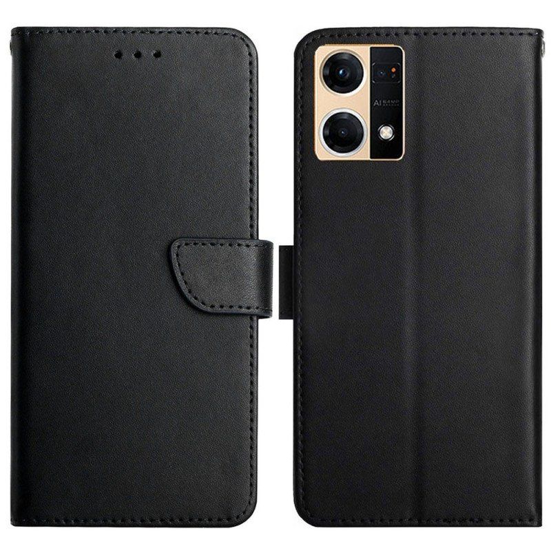 Etui Folio do Oppo Reno 7 Prawdziwa Skóra Nappa