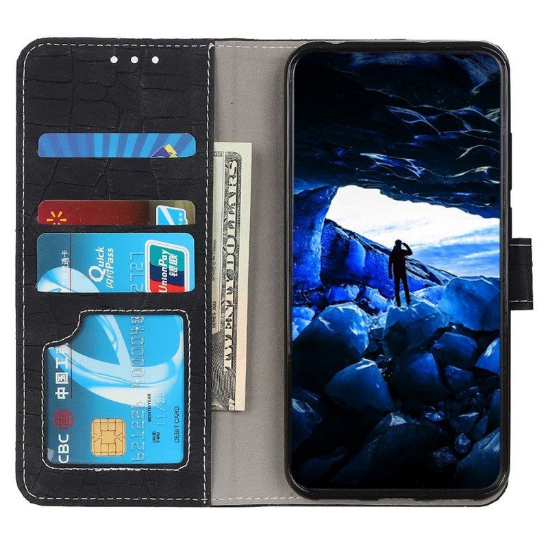 Etui Folio do Oppo Reno 7 Styl Skóry Krokodyla