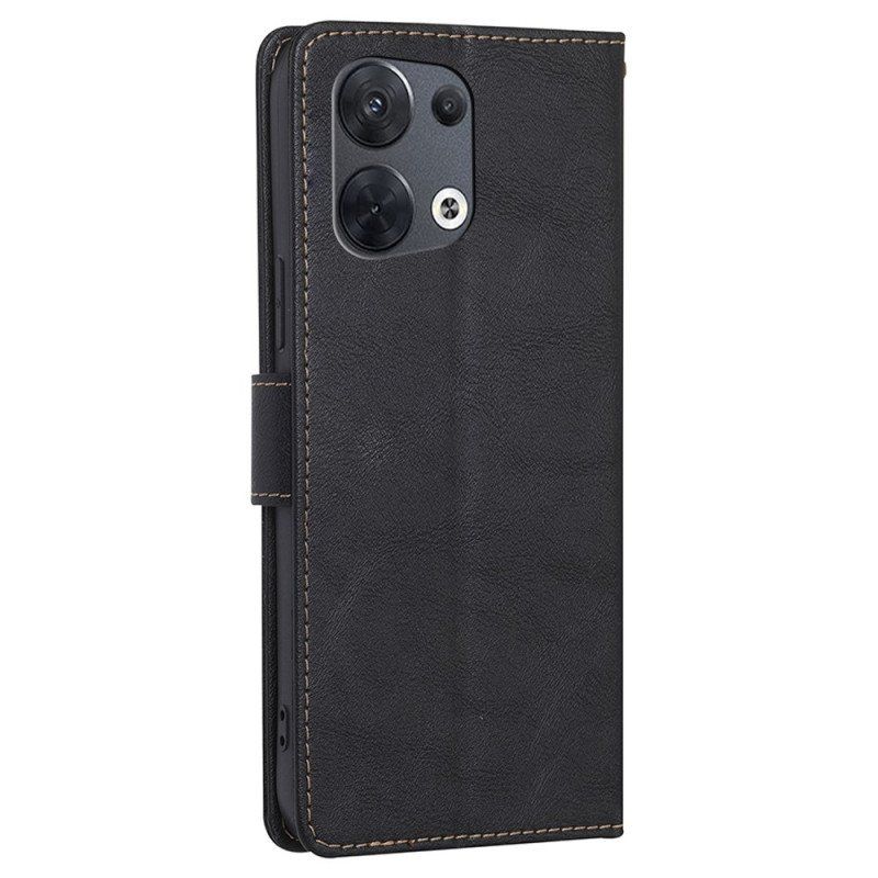 Etui Folio do Oppo Reno 8 Garbowana Sztuczna Skóra