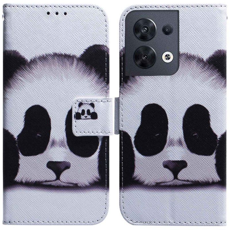 Etui Folio do Oppo Reno 8 Panda Ze Smyczą