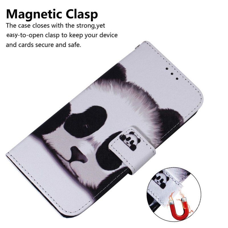 Etui Folio do Oppo Reno 8 Panda Ze Smyczą