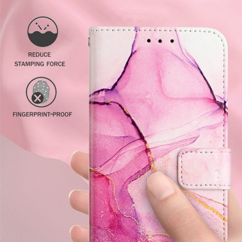 Etui Folio do Oppo Reno 8 Pro z Łańcuch Pasek Marmuru