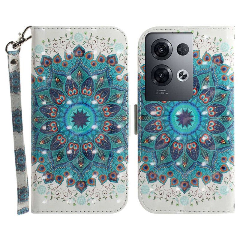 Etui Folio do Oppo Reno 8 Pro z Łańcuch Paskowata Mandala