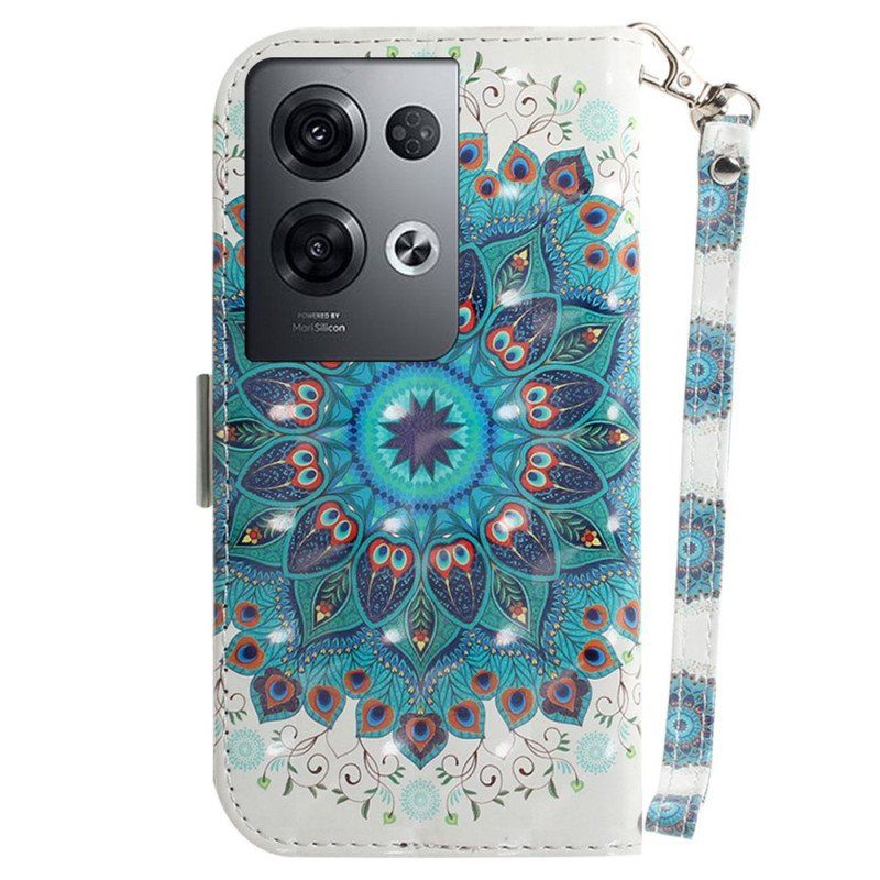 Etui Folio do Oppo Reno 8 Pro z Łańcuch Paskowata Mandala