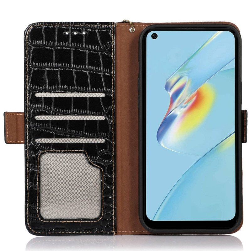 Etui Folio do Oppo Reno 8 Rfid W Stylu Krokodyla