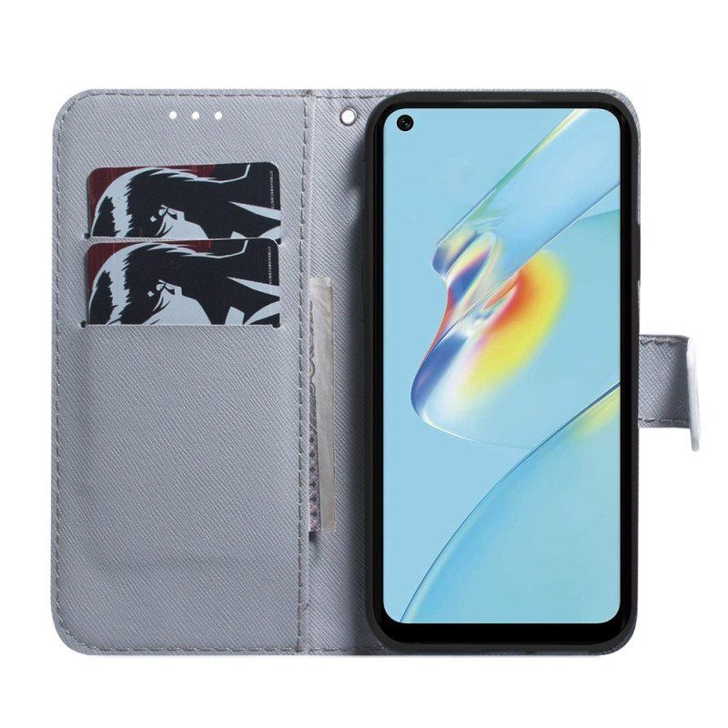 Etui Folio do Oppo Reno 8 z Łańcuch Ładny Mops W Pasku