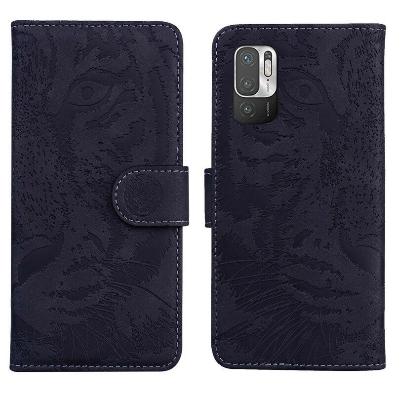 Etui Folio do Poco M3 Pro 5G Nadruk Twarzy Tygrysa