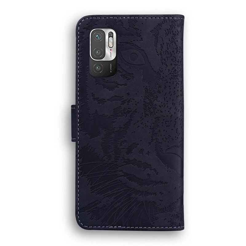 Etui Folio do Poco M3 Pro 5G Nadruk Twarzy Tygrysa