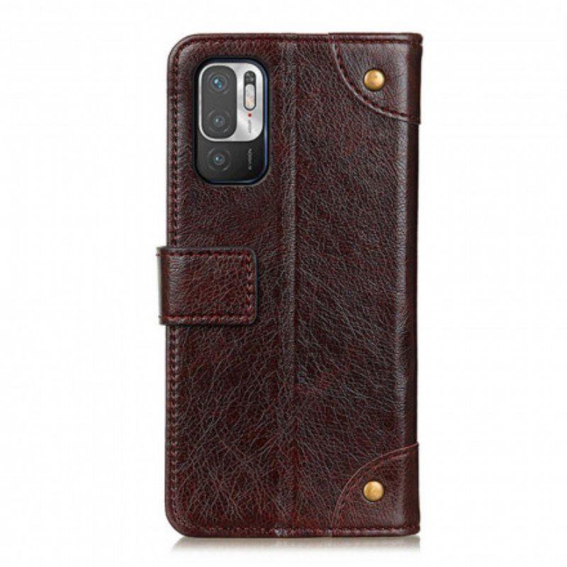 Etui Folio do Poco M3 Pro 5G Nity W Stylu Vintage Ze Skóry Nappa