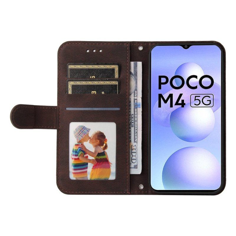 Etui Folio do Poco M4 5G Nit I Pasek Ze Sztucznej Skóry