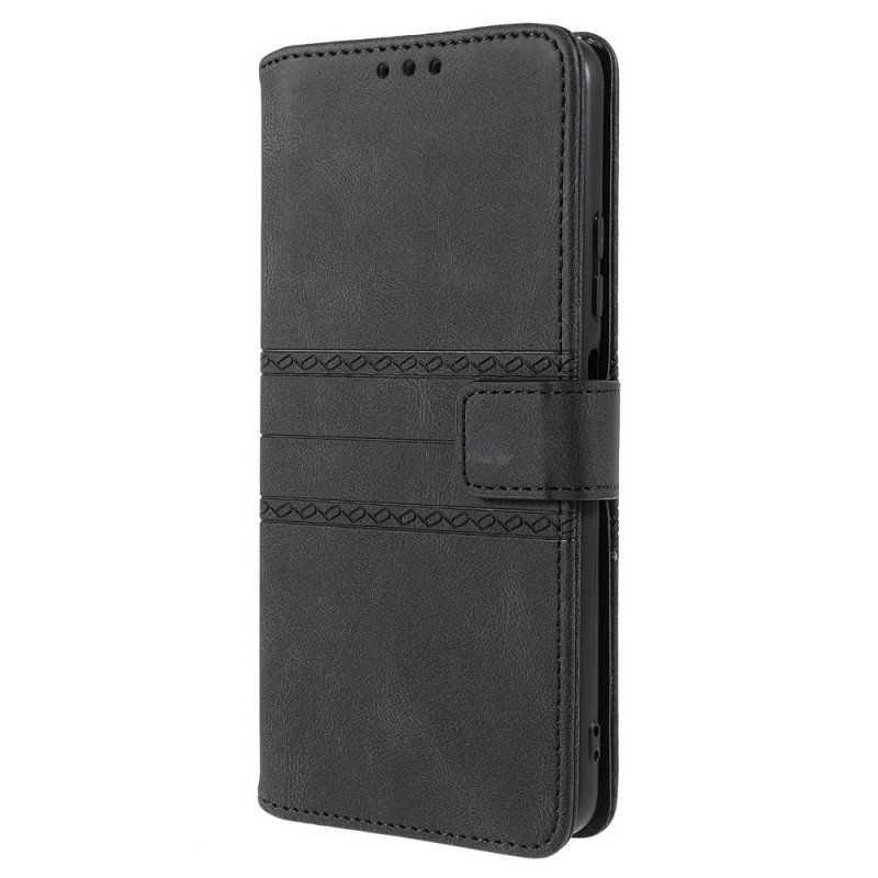 Etui Folio do Poco M4 Pro 5G Koronkowe Szwy