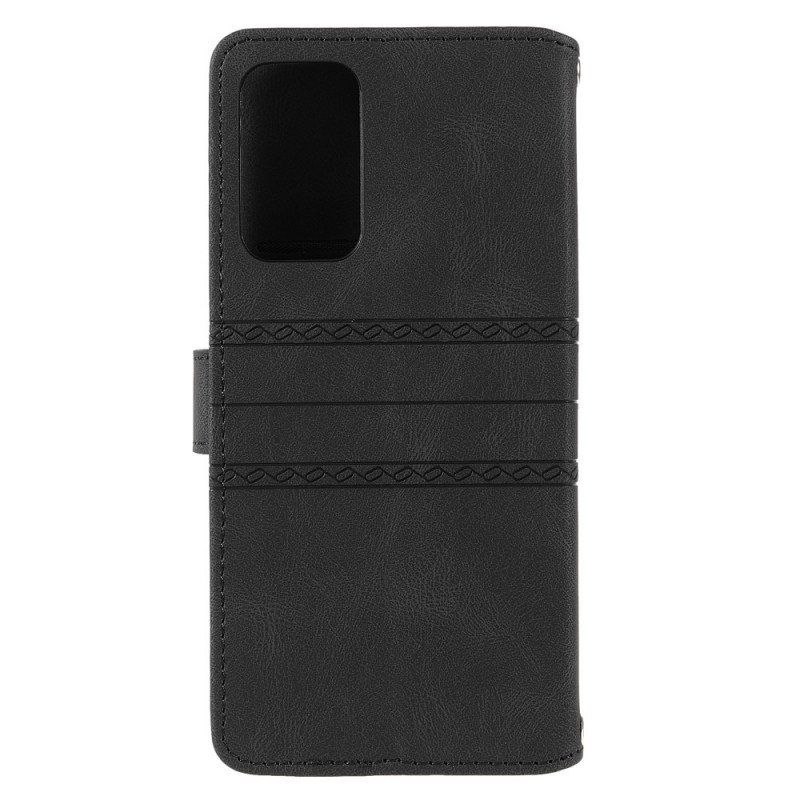 Etui Folio do Poco M4 Pro 5G Koronkowe Szwy