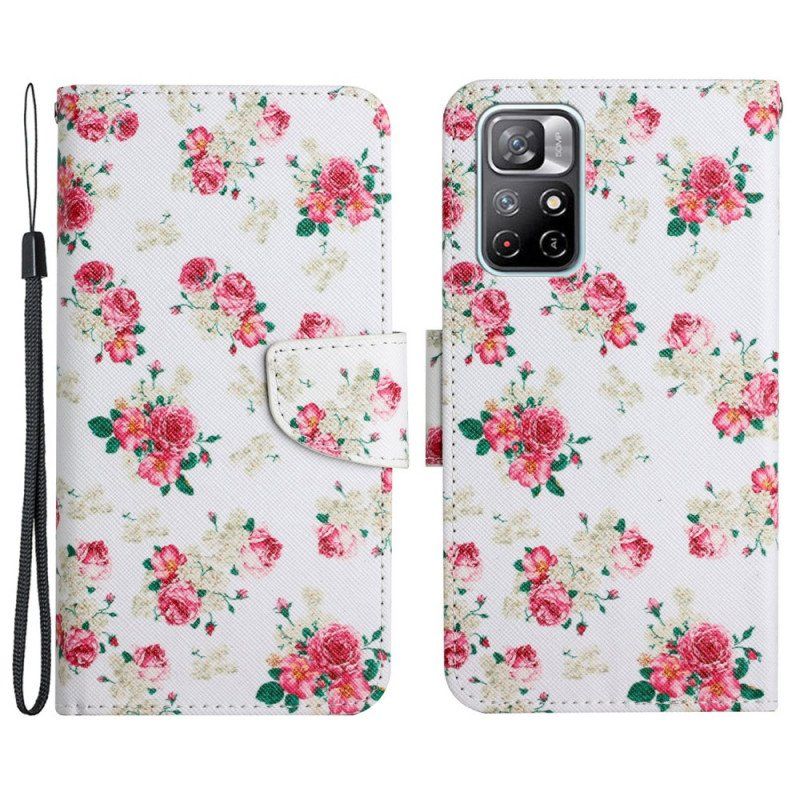 Etui Folio do Poco M4 Pro 5G Kwiaty Liberty Royal