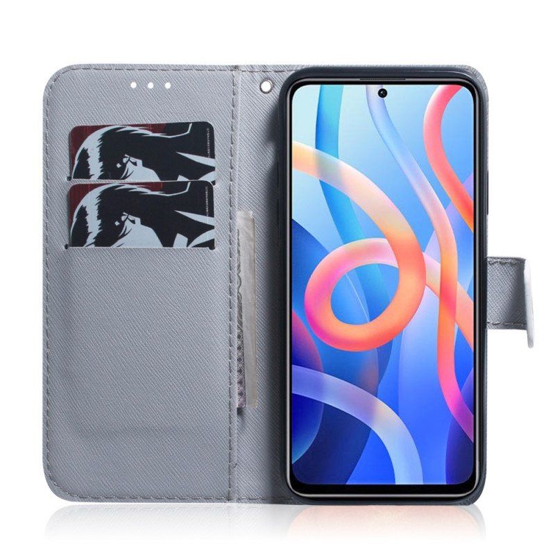 Etui Folio do Poco M4 Pro 5G Malowanie Sów