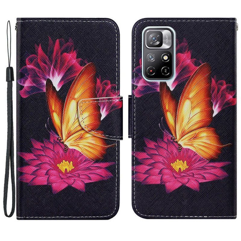 Etui Folio do Poco M4 Pro 5G Motyl I Lotos