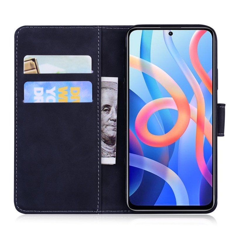 Etui Folio do Poco M4 Pro 5G Nadruk Twarzy Tygrysa