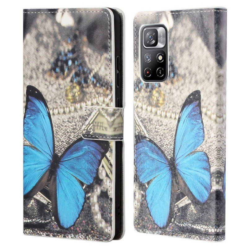 Etui Folio do Poco M4 Pro 5G Niebieski Motyl