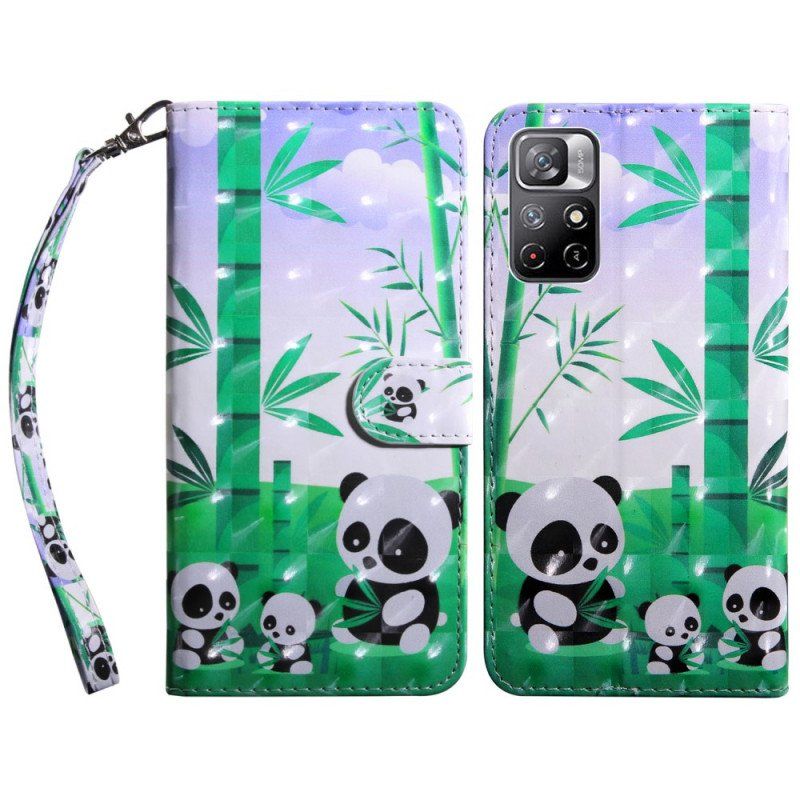 Etui Folio do Poco M4 Pro 5G Pandy Z Jasnymi Plamami