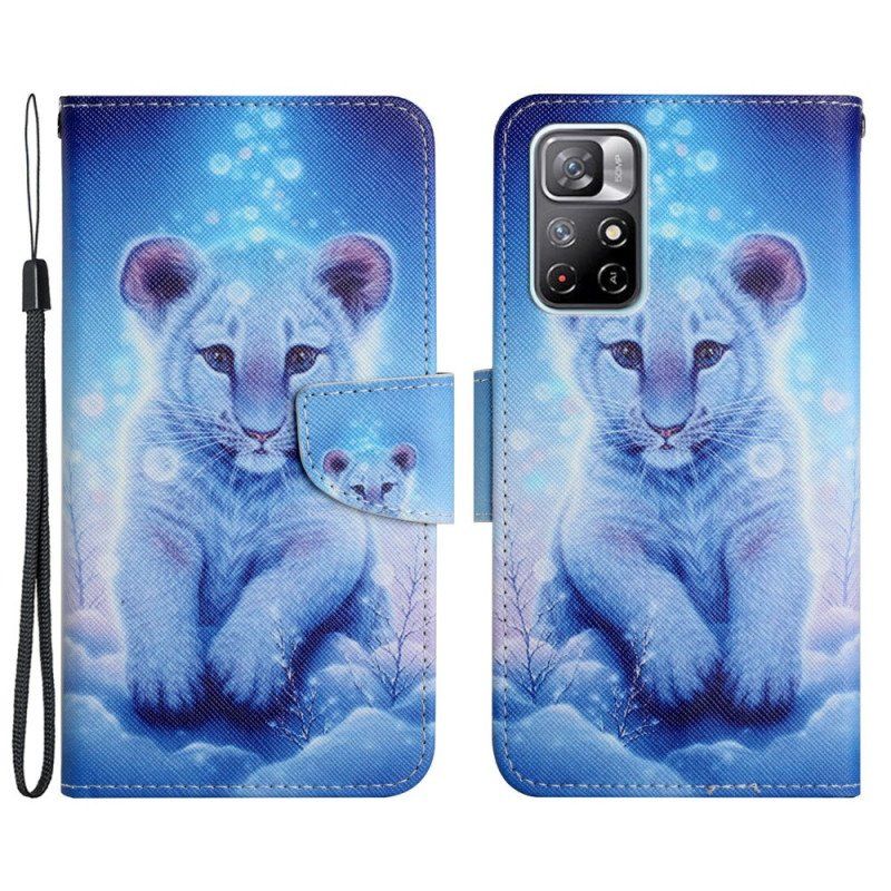 Etui Folio do Poco M4 Pro 5G Śnieżny Tygrys