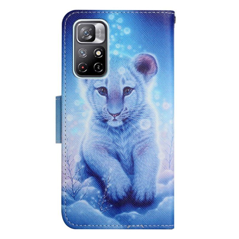 Etui Folio do Poco M4 Pro 5G Śnieżny Tygrys