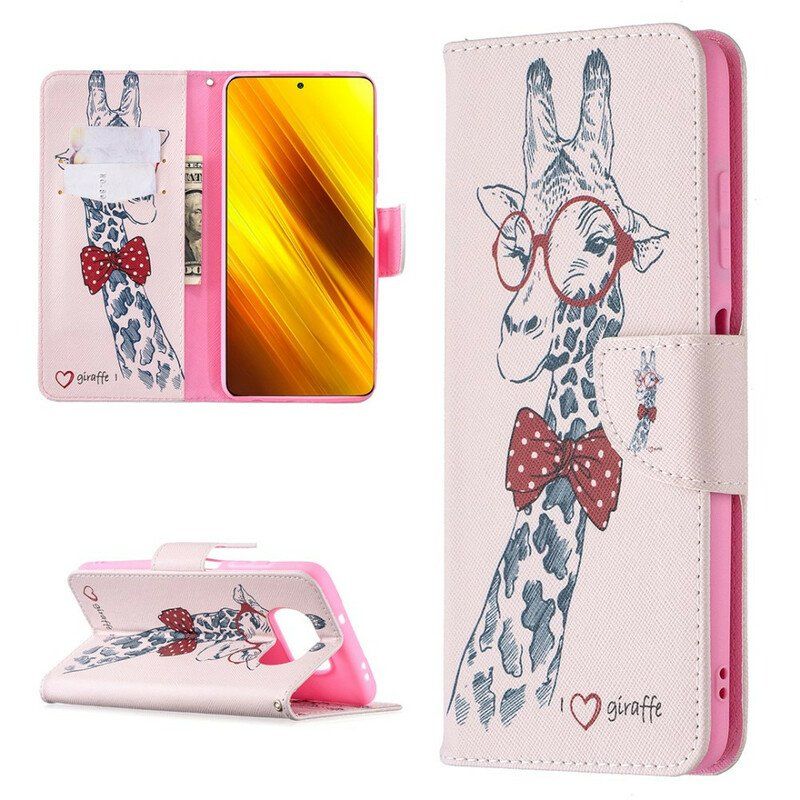 Etui Folio do Poco X3 / X3 Pro / X3 NFC Mądra Żyrafa